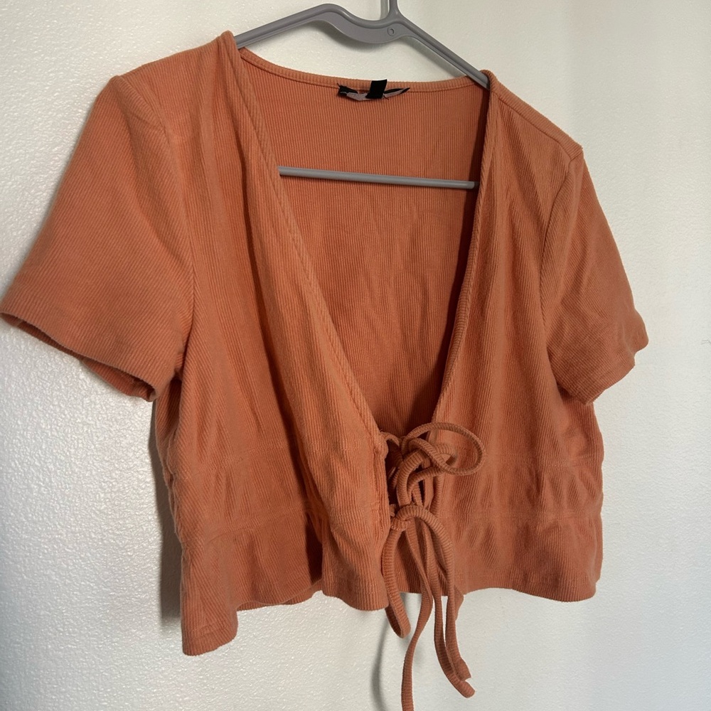Lulus Women's Orange Tie-Front Top
